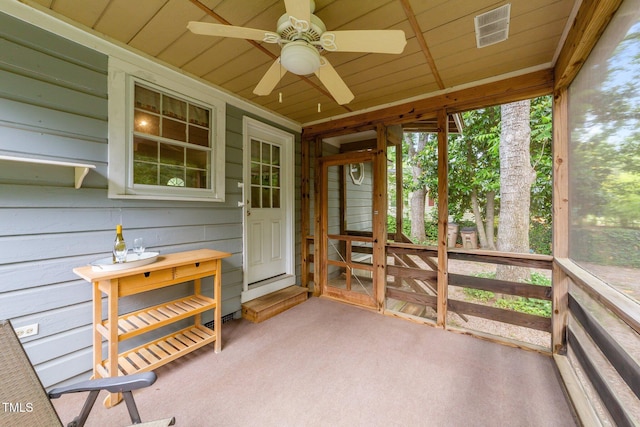 205 W Oak Ave, Wake Forest, NC 27587 - unfurnished sunroom featuring a ceiling fan