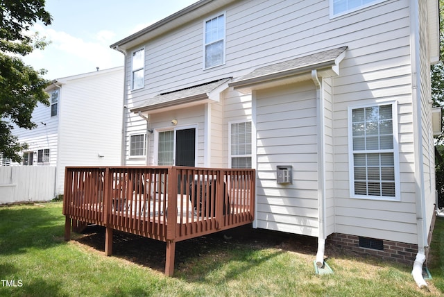 109 Troyer Pl, Apex, NC 27502 - back of house featuring a deck, crawl space, and roof with shingles