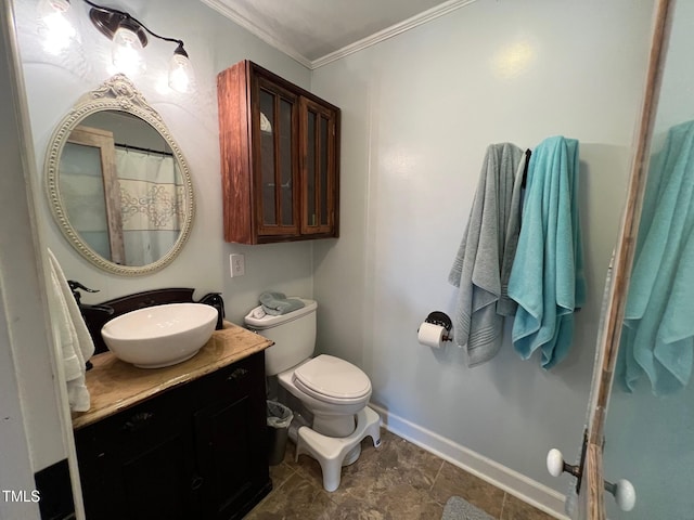 358 Pool Rock Shores Ln, Henderson, NC 27537 - full bath featuring crown molding, baseboards, vanity, and toilet