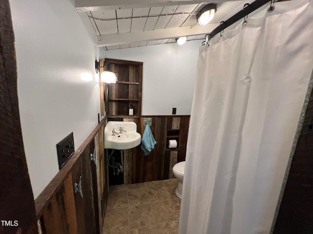 358 Pool Rock Shores Ln, Henderson, NC 27537 - bathroom featuring toilet, a sink, and curtained shower