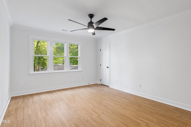 2205 Landings Way, Raleigh, NC 27615 - unfurnished room with ornamental molding, light wood-type flooring, baseboards, and a ceiling fan