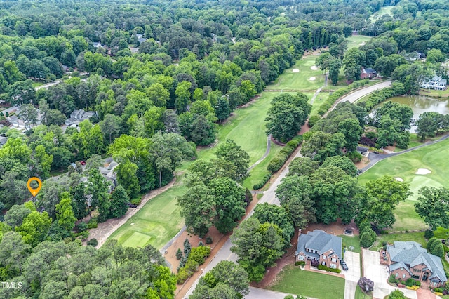 2205 Landings Way, Raleigh, NC 27615 - aerial view of property and surrounding area with a golf course, a nearby body of water, and nearby suburban area