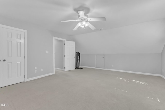 2125 Oakcrest Ct, Raleigh, NC 27612 - bonus room with vaulted ceiling, baseboards, carpet, and a ceiling fan