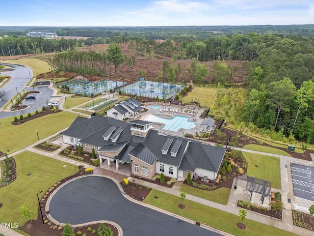 1010 Sandbar Ln, Durham, NC 27703 - view of property location featuring a heavily wooded area and a pool area