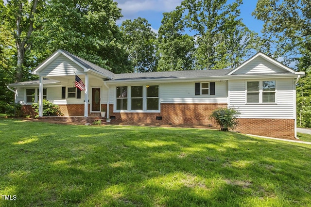 418 S W St, Cary, NC 27511 - ranch-style house with a front lawn, brick siding, and a porch