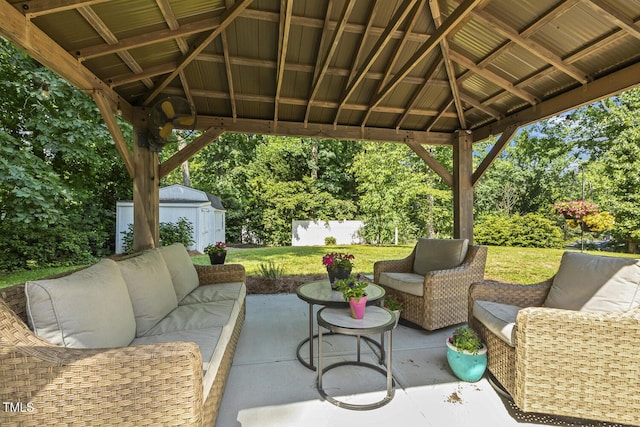418 S W St, Cary, NC 27511 - view of patio / terrace featuring an outdoor living space and a gazebo