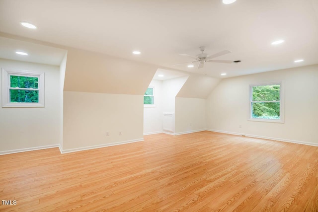 106 Redbud, Pittsboro, NC 27312 - bonus room featuring recessed lighting, light wood-type flooring, baseboards, plenty of natural light, and lofted ceiling