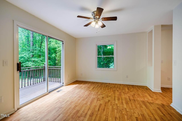 106 Redbud, Pittsboro, NC 27312 - empty room with light wood-type flooring, ceiling fan, and baseboards