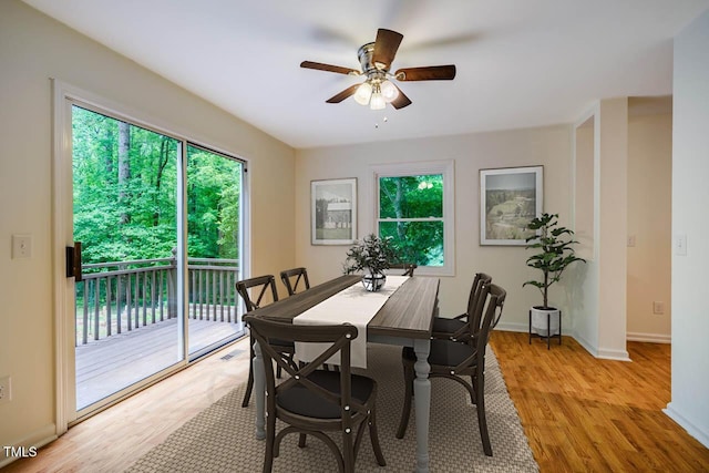 106 Redbud, Pittsboro, NC 27312 - dining area with ceiling fan, light wood-style floors, and baseboards