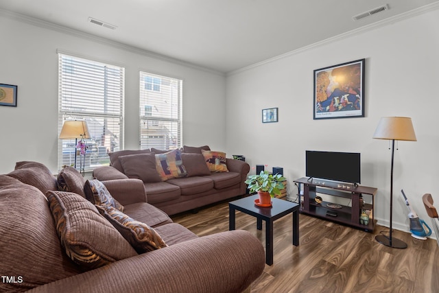 506 Oak Forest View Ln, Wake Forest, NC 27587 - living room with crown molding, wood finished floors, and baseboards