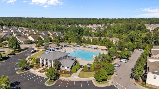 506 Oak Forest View Ln, Wake Forest, NC 27587 - bird's eye view of a forest and a pool