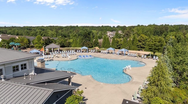 506 Oak Forest View Ln, Wake Forest, NC 27587 - community pool with a gazebo, a patio, and a forest view