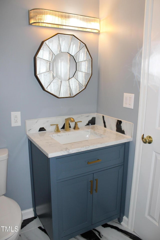10180 Buffalo Rd, Clayton, NC 27527 - half bathroom with toilet, vanity, and baseboards