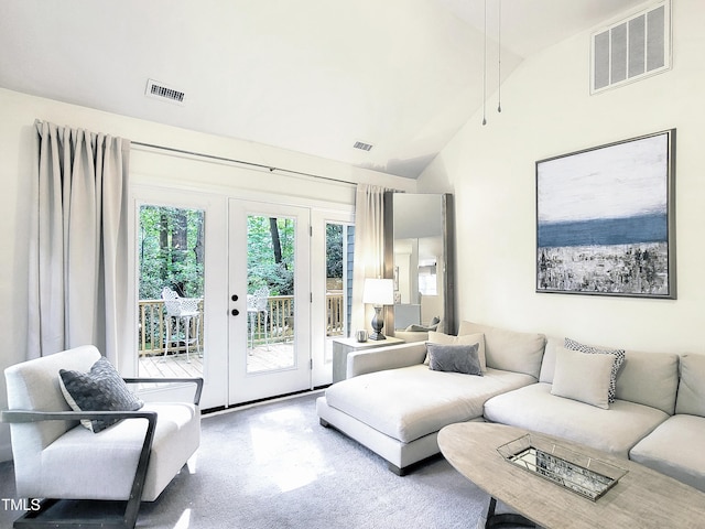 107 Long Shadow Ln, Cary, NC 27518 - living area with french doors and high vaulted ceiling