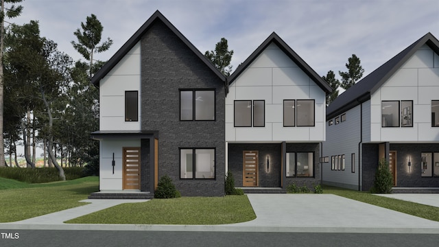 1806 Pershing Rd, Raleigh, NC 27608 - contemporary house featuring a front lawn and stucco siding