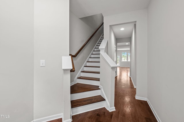 256 Rubrum Dr, Hillsborough, NC 27278 - staircase featuring wood finished floors and recessed lighting
