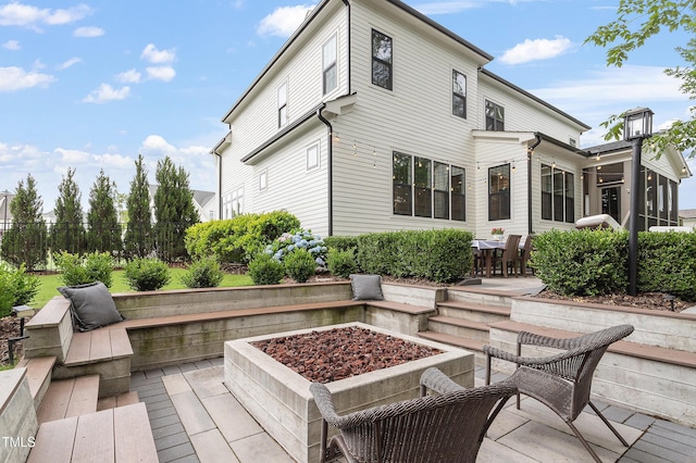 3160 Mantle Ridge Dr, Apex, NC 27502 - view of patio featuring an outdoor fire pit