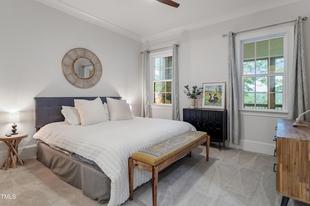 3160 Mantle Ridge Dr, Apex, NC 27502 - bedroom with light carpet, baseboards, and a ceiling fan