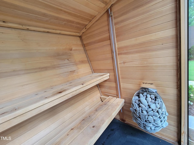3160 Mantle Ridge Dr, Apex, NC 27502 - relaxing sauna with wood walls, wooden ceiling, and carpet flooring