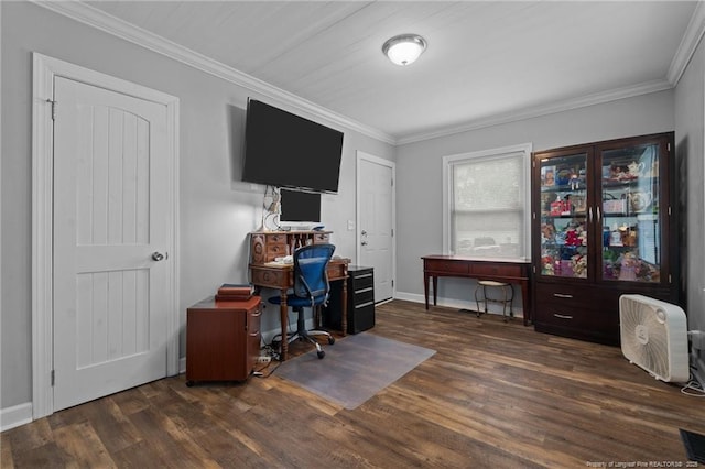 521 Cedar Creek Rd, Fayetteville, NC 28312 - office with wood finished floors, crown molding, and baseboards