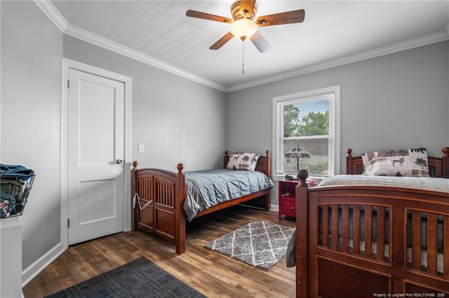 521 Cedar Creek Rd, Fayetteville, NC 28312 - bedroom featuring wood finished floors, ornamental molding, and ceiling fan