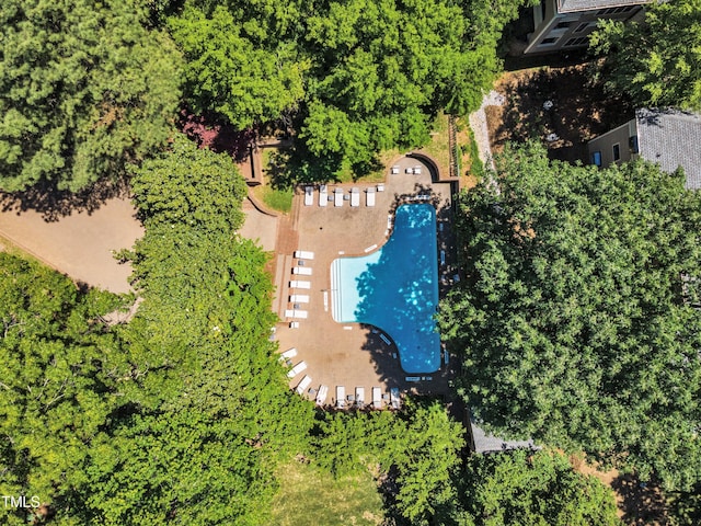 aerial view of a pool