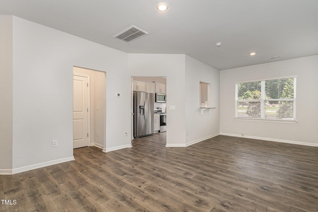1230 Adrian Ct, Mebane, NC 27302 - unfurnished living room with dark wood-style floors, baseboards, and recessed lighting