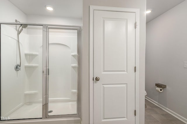 1230 Adrian Ct, Mebane, NC 27302 - full bath with a shower stall, baseboards, toilet, and recessed lighting
