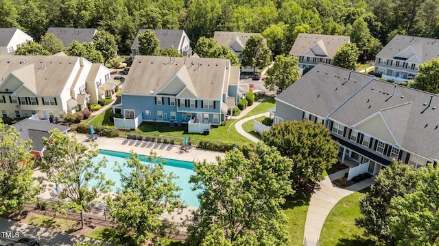 1313 Legacy Greene Ave, Wake Forest, NC 27587 - aerial perspective of suburban area featuring a pool