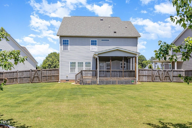 123 Gunderson Ln, Garner, NC 27529 - rear view of house with a sunroom, crawl space, and roof with shingles