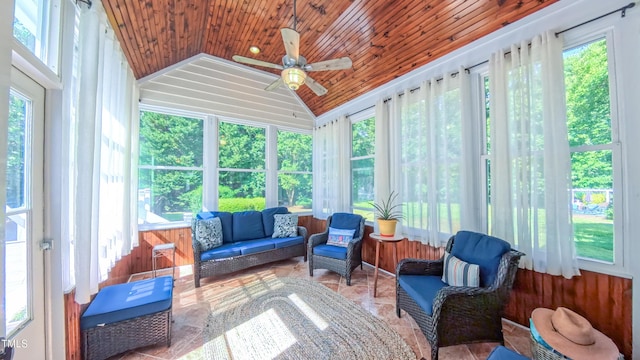 8042 Hogan Dr, Wake Forest, NC 27587 - sunroom / solarium with ceiling fan, healthy amount of natural light, an outdoor hangout area, and vaulted ceiling