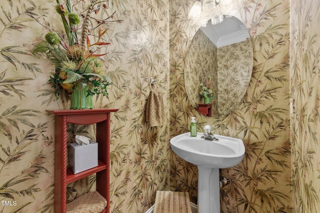 3923 Napa Valley Dr, Raleigh, NC 27612 - bathroom with wallpapered walls