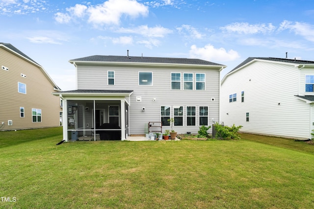 5420 Mill Dam Rd, Wake Forest, NC 27587 - back of house with a lawn and a sunroom