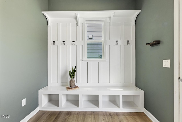 316 Levi Ln, Wake Forest, NC 27587 - mudroom featuring baseboards and wood finished floors