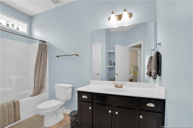 213 Windwood Dr, Stedman, NC 28391 - bathroom featuring toilet, vanity, and shower / bath combo with shower curtain