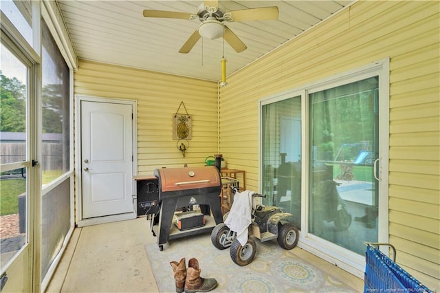 213 Windwood Dr, Stedman, NC 28391 - sunroom featuring a ceiling fan