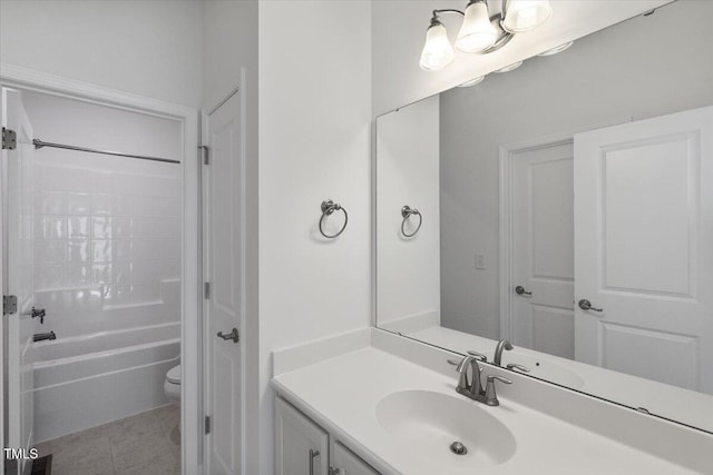 2837 Milano Ave, Apex, NC 27502 - bathroom featuring vanity, tub / shower combination, toilet, and tile patterned flooring