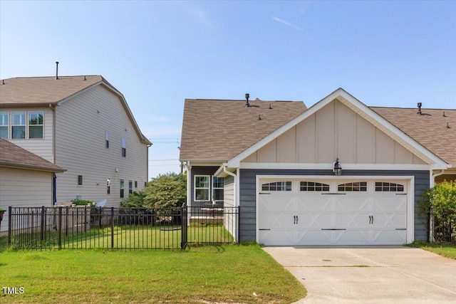 2837 Milano Ave, Apex, NC 27502 - view of front facade with board and batten siding, driveway, a shingled roof, and an attached garage