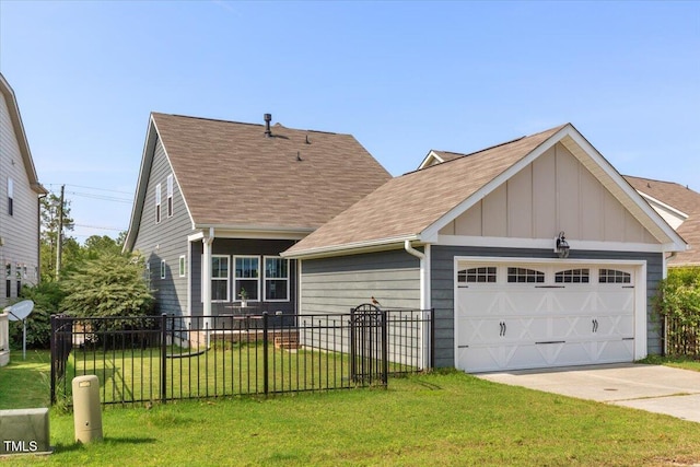 2837 Milano Ave, Apex, NC 27502 - view of front of property featuring board and batten siding, a shingled roof, concrete driveway, and a garage