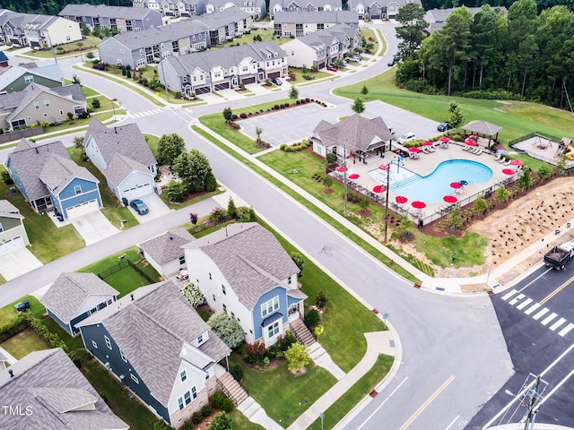 2837 Milano Ave, Apex, NC 27502 - aerial perspective of suburban area featuring a pool