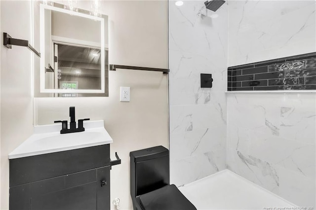 full bathroom with a shower and vanity