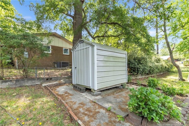 view of shed with central AC
