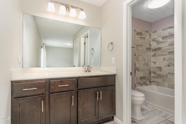 1304 Seaton Rd Unit 1, Durham, NC 27713 - full bath featuring toilet, vanity, marble finish flooring, and  shower combination
