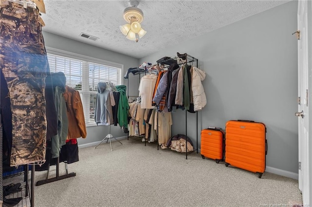 spacious closet featuring carpet floors