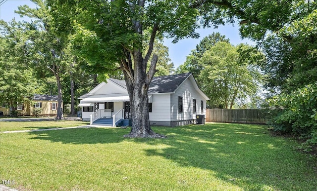 201 Van St, Pinetops, NC 27864 - view of front of property featuring covered porch, cooling unit, and crawl space