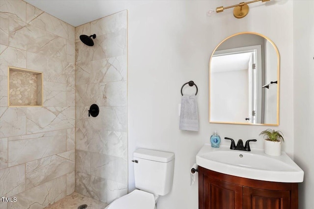 201 Van St, Pinetops, NC 27864 - full bathroom with vanity, a tile shower, and toilet