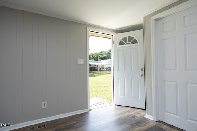 107 Rencher St, Hillsborough, NC 27278 - foyer entrance with dark wood-type flooring and baseboards