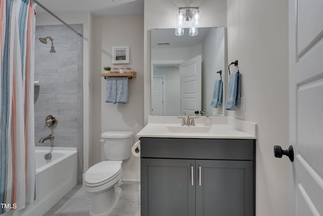 3003 University Dr, Durham, NC 27707 - bathroom with vanity, toilet, shower / tub combo, and baseboards