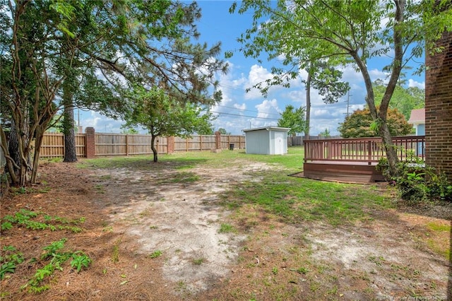 fenced backyard featuring a wooden deck