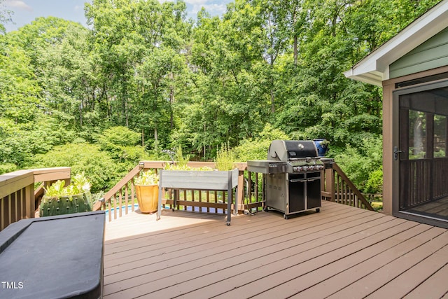 108 Hanover Pl, Chapel Hill, NC 27516 - deck featuring area for grilling and a forest view
